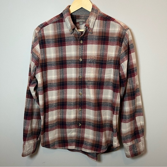 Eddie Bauer Plaid Flannel Button Down Men’s L Long Sleeve Shirt Outdoors Western - Picture 2 of 5